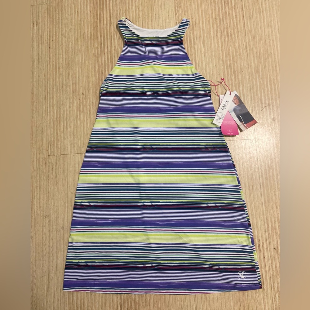 Carve Designs Striped Encinitas Swim Dress Inset Bra Racerback UPF50+ - SMALL